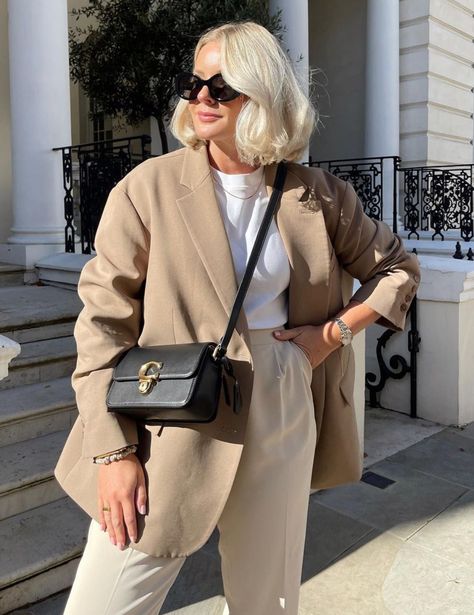 Trying to style your blazer this fall? We've broken down 6 fall outfit formulas to use this season. Neutral Dressing, Beige Blazer Outfit, 13 Outfits, Neutral Color Outfits, Being Boring, Laura Byrnes, Fall Wardrobe Staples, Beige Outfit, Beige Blazer