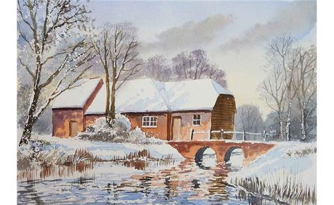 Terry Harrison, Crayons Pastel, French Village, Winter Landscape Painting, Christmas Landscape, Pastel Pencils, Snow Scenes, Winter Art, Winter Landscape