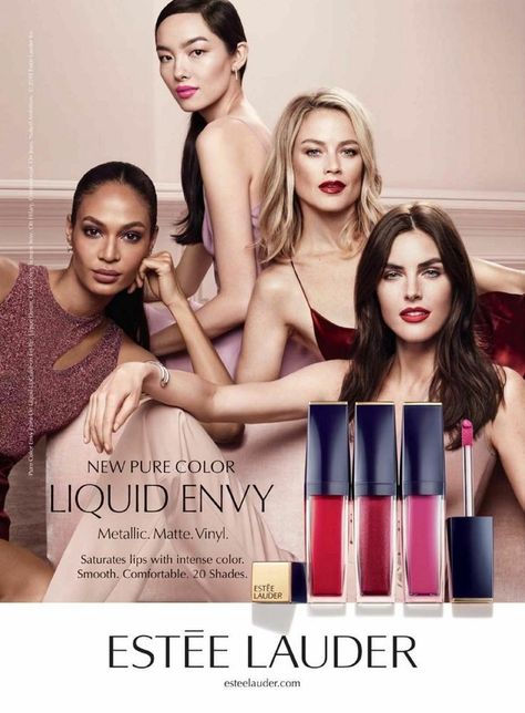 Saturates lips with intense color. Smooth. Comfortable. 20 shades. Makeup Ad Campaigns, Beauty Advertising Ad Campaigns, Karen Graham, Beauty Branding Design, Loreal Lipstick, Karlie Kloss Style, Makeup Print, Constance Jablonski, Beauty Poster