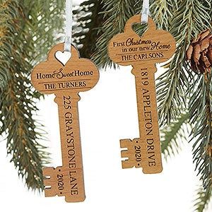 2020 Personalized Christmas Ornaments | Personalization Mall Key Ornament, New Home Ornament, Happy New Home, Custom Christmas Ornaments, Closing Gifts, Realtor Gifts, Custom Ornament, Wood Ornaments, Personalized Christmas Ornaments