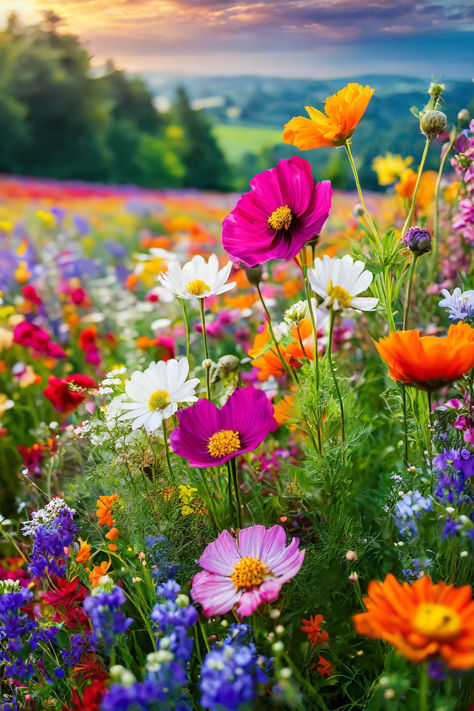 wildflowers Wild Flower Meadow, Image Nature, Big Garden, Wildflower Garden, Beautiful Flowers Garden, Most Beautiful Flowers, Beautiful Flowers Pictures, Flowers Perennials, Exotic Flowers