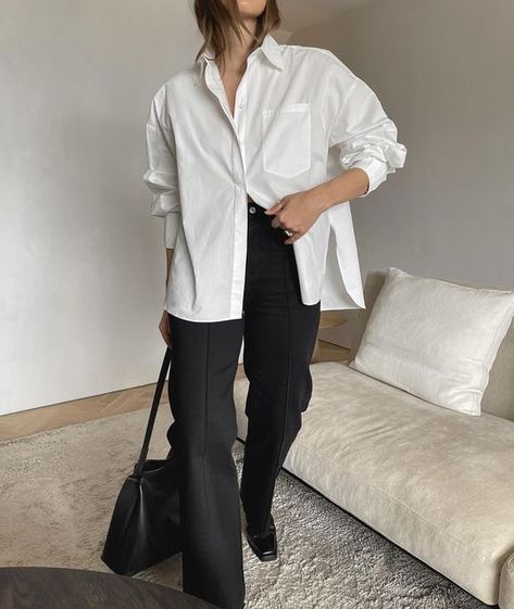 White Shirt Work Outfit, Basic Minimalist Outfit, White Collar Outfit, Outfit Minimalist, Split Long Dress, Fit Clothes, Work Fits, 2024 Style, Fits Clothes