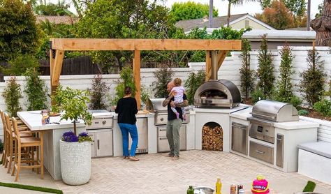 Diy Grill Station, Custom Outdoor Kitchen, Modular Outdoor Kitchens, Outdoor Grill Station, Diy Grill, Outdoor Kitchen Countertops, Grill Station, Diy Swimming Pool, Bbq Island