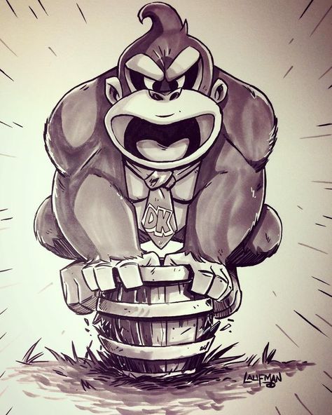 Kong Drawing, Derek Laufman, Marker Sketch, Diddy Kong, Donkey Kong Country, Nintendo Art, Mario Art, Desenho Tattoo, Nintendo Nes