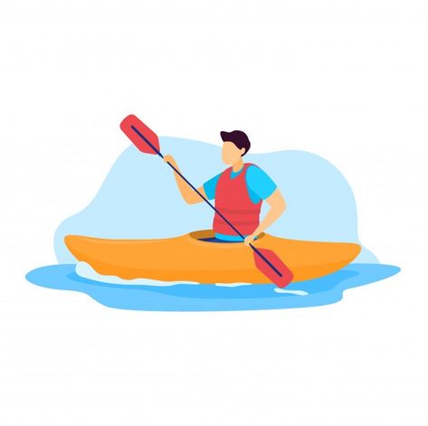 Sportsman  illustration, cartoon  man ka... | Premium Vector #Freepik #vector #background #people #travel #water Kayaking Illustration, Kayak Drawing, Kayak Illustration, Canoe Illustration, Kayak Design, Cartoon Map, Boat Illustration, Outdoor Logos, Fish Silhouette