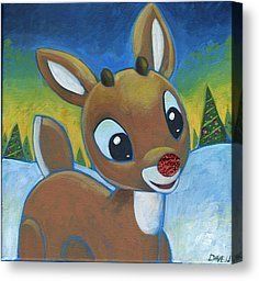 Rudolph The Red Nosed Reindeer Reindeer Painting, Holiday Paintings, Christmas Window Painting, Christmas Paintings On Canvas, Canvas Drawing, Christmas Painting, Canvas Painting Tutorials, Kids Canvas, Paint Night