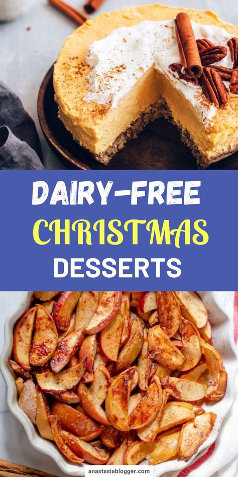 Yes, you can still have your classic Christmas desserts even if you are on a dairy-free diet! With that said, here are delicious dairy-free desserts for Christmas and other holidays!  #dessertrecipes #christmasrecipes #holidayrecipes Dairy Free Holiday Desserts, Desserts For Christmas Dinner, Dairy Free Dessert Christmas, Dairy Free Desserts, Desserts For Christmas, Classic Christmas Dessert, Lactose Free Desserts, Christmas Dinner Desserts, Vegan Pies Recipes