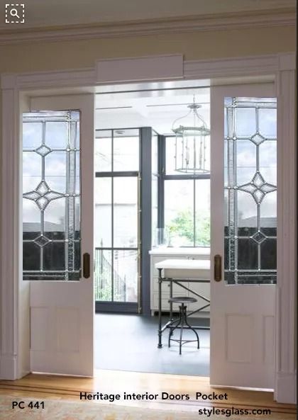 Pocket French Doors, Antique Doors For Sale, Interior Pocket Doors, Glass Pocket Doors, Lead Glass, Inside Barn Doors, Glass Panel Door, Glass Doors Interior, Antique Doors