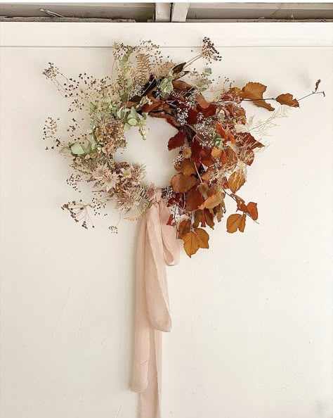 Natural Fall Decor, Deckled Edge Paper, Dried Wreath, Modern Wreath, Wedding Table Linens, Dried Flower Wreaths, Diy Fall Wreath, Handmade Wedding Invitations, Fall Decorating Ideas