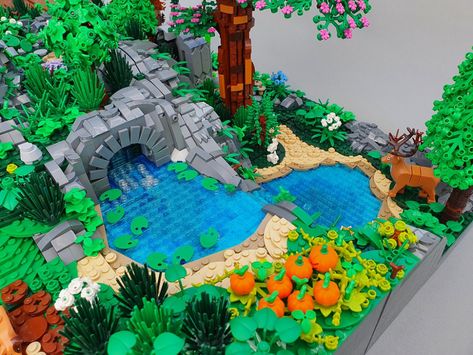 Lego Island Ideas, Lego Town Ideas, Lego Forest, Lego Park, Lego Trees, Lego Zoo, Lego Plants, Lego Beach, Lego Scenes