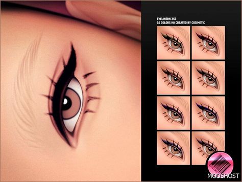 Download Eyeliner N359 for Sims 4 at ModsHost NOW! Female 10 Swatches 10 Custom thumbnails You can find it in the makeup category The colors and shapes of the content you download change depending on the eye mask you use, your skin color and your eye shape Recoloring not allowed #eyeliner #female #makeup #mods #sims #gaming #videogames Eyeliner Sims 4 Cc, Sims Eyeliner, Sims 4 Cc Eyeliner, Sims 4 Makeup, Sims Lookbook, Female Makeup, Sims 4 Cc Eyes, Clothes Cc, Gta 5 Mods