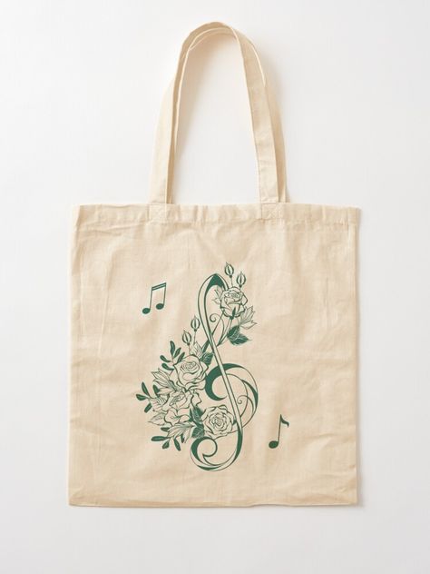 "Treble Clef Music Symbol Evergreen" Tote Bag for Sale by Ninjakandy | Redbubble Tote Bags Painting, Creative Tote Bag, Music Tote Bag, Music Symbol, Gym Backpack, Music Symbols, Treble Clef, Gym Bags, Diy Arts And Crafts