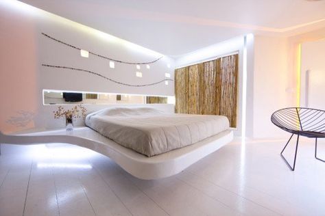 Futuristic hotel room design Futuristic Bedroom Design, Futuristic Bedroom Ideas, Futuristic Bedroom, Futuristic Interior Design, Interior Hotel, Futuristic Home, Interior Design Per La Casa, Hotel Room Design, Modern Bedroom Interior