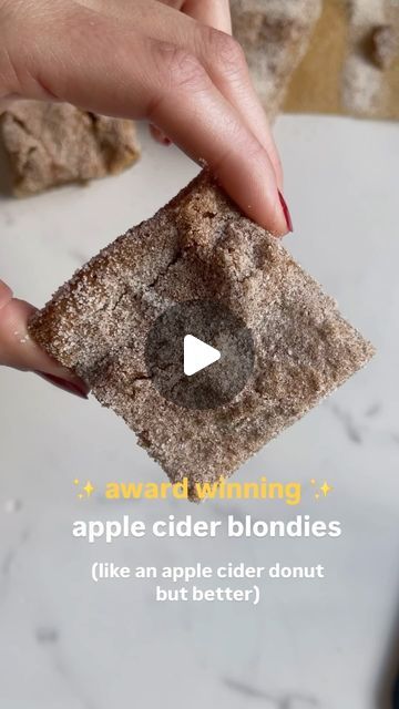 Alex on Instagram: "Apple cider blondies are one of my most popular recipes on my blog! They’re so easy to make and they are the perfect easy baking idea if you’re looking to get started in some fall recipes. Plus, no frying! We just boil down apple cider into a concentrated syrupy/jam to get that flavor. #appleciderblondies #blondies #appleciderdonuts #fallrecipes" Apple Cider Donut Blondies, Apple Cider Blondies, Apple Cider Desserts, Cider Recipes, Apple Cider Recipe, Apple Cider Donuts, Winter Ideas, Apple Desserts, Most Popular Recipes