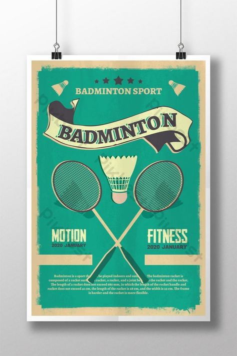 Badminton retro green sports poster design#pikbest#Templates#Poster#Sports Badminton Posters Design Ideas, Vintage Sports Posters Graphic Design, Badminton Tournament Poster Design, Retro Sports Poster, Sports Day Poster Design, Badminton Tournament Poster, Handmade Poster Ideas, Badminton Poster Design, Sports Day Flyer