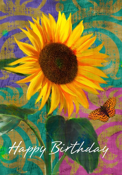 Happy Birthday Sunflower, Happy Birthday Wishes Pics, Happy Birthday Wishes Messages, Birthday Wishes Pics, Happy Anniversary Wishes, Birthday Wishes Flowers, Birthday Greetings Friend, Happy Birthday Art, Happy Birthday Greetings Friends