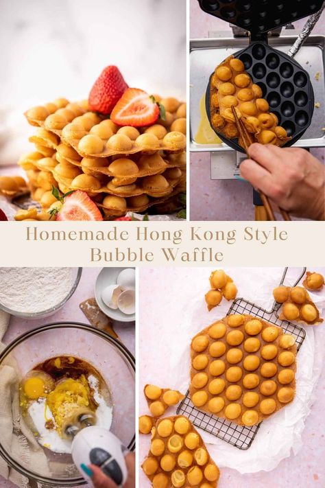 Bubble Waffles Recipe, Bubble Waffle Recipe, Egg Waffle Recipe, Hong Kong Waffle, Cantonese Recipes, Waffle Batter Recipe, Crispy Waffles, Waffle Cone Recipe, Bubble Waffles