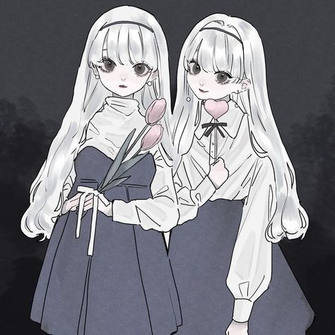 Twins, Illustrator, Twitter, Hair, Anime, On Instagram, White, Instagram