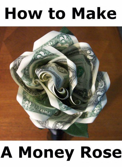 A money rose made with two dollar bills is a clever way to give money as a gift. Oragami Money, Money Roses, Money Rose Bouquet, Money Rose, Money Art, Folding Money, Dollar Origami, Dollar Bill Origami, Money Flowers