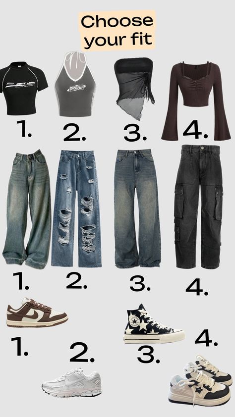 #chooseyouroutfit #outfit #y2k #baggyjeans #cargopants #cargos #cute #nike #new #cute #tops #shoes #y2kshoes #y2kvibes #y2koutfit #y2kfashion #y2kaesthetic #today #comments #followme #follow #like #Yourfyp #oldschoolaesthetic Y2k Outfits For School, Modern Y2k Outfits, Modern Y2k, Old School Aesthetic, Cute Nike, Y2k Outfit Ideas, Y2k Shoes, Grey Cargo Pants, Trendy Outfits For Teens