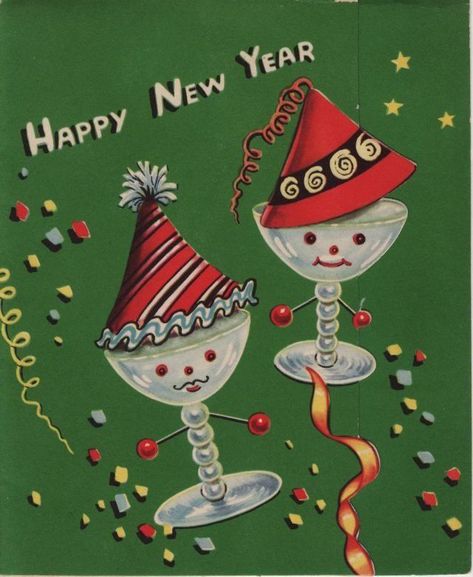 vintage everyday: A Collection of 30 Lovely Vintage New Year Cards New Years Cards, Vintage Happy New Year, New Years Eve Day, New Year Diy, Vintage Holiday Cards, New Year Postcard, New Year Greeting, Happy New Year Cards, Vintage Christmas Images