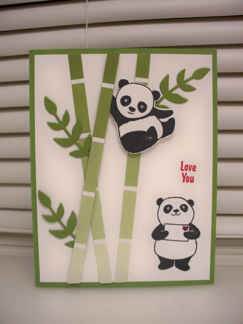 Paint Chip Cards, Panda Birthday Cards, Bamboo Panda, Panda Card, Panda Party, Daisy Cards, Paint Sample, Paint Chip, Bday Cards