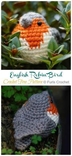 Crochet Robin, Bird Crochet, Crochet Bird, Crochet Bird Patterns, Baby Booties Free Pattern, Doll Amigurumi Free Pattern, Crochet Free Patterns, Crochet Patterns Free, Crochet Birds