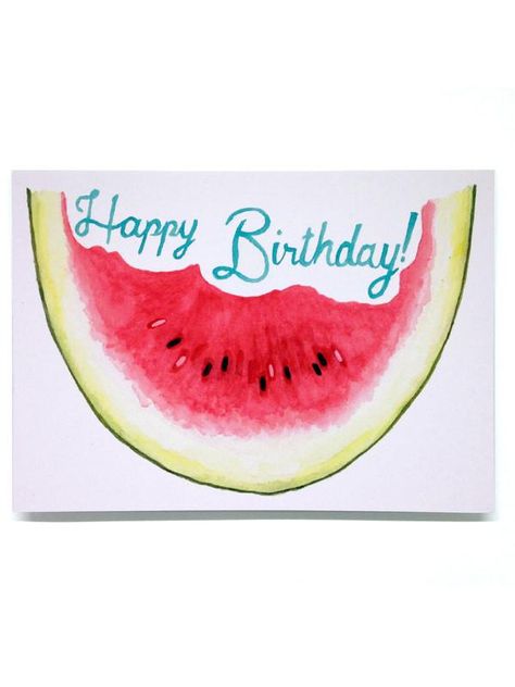 Watermelon Birthday, Paper Engineering, Happy Birthday Card, A6 Size, Watercolor Cards, Origami Paper, Happy Birthday Cards, Diy Cards, Art Classes