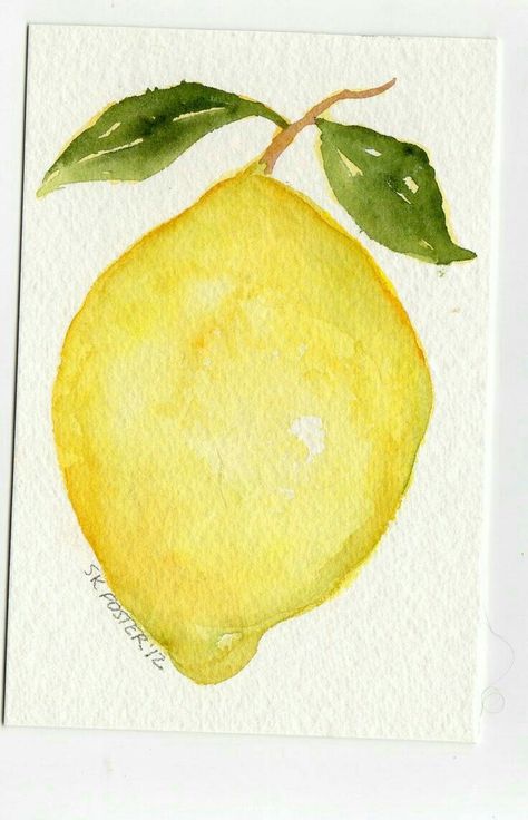 Leaves Watercolor Painting, Painting Fruit, Lemon Watercolor, Lemon Art, Leaves Watercolor, Watercolor Food, Pastel Sec, Watercolor Fruit, Watercolor Projects