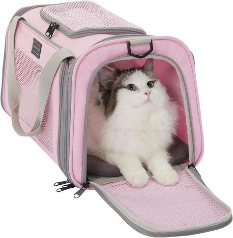 Cat Travel Carrier for Small and Medium Cats Under 15 Lbs, Soft Sided Kitten Carrier with Cozy Extendable Mat, Cat Carrier Bag, Pink Pink Dog Carrier, Cat Carrying Bag, Cute Cat Carrier, Dog Travel Carrier, Cat Travel Carrier, Small Dog Carrier, Cat Carrier Bag, Cat Essentials, Travel Carrier