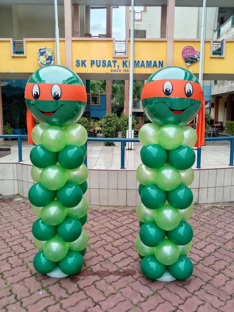 Ninja Turtle Balloon Column, Turtle Balloon, Ninja Turtle Balloons, Balloon Columns, Ninja Turtle, Ninja Turtles, Balloons, Baby Shower, Shower