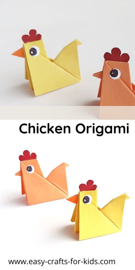 Origami Chicken, Origami Techniques, Sharpie Crafts, Chicken Crafts, Folding Origami, Chicken Easy, Cool Paper Crafts, Crafts For Seniors, Animal Crafts For Kids