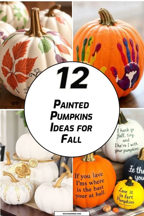 Embrace the vibrant spirit of fall with these 12 delightful painted pumpkin ideas! From whimsical polka dots to elegant white designs, there's inspiration for every style. Get creative with seasonal characters, family handprints, or uplifting quotes. Perfect for cozy gatherings or seasonal decor, these painted pumpkins will add charm and warmth to your autumn celebrations! Paint Fall Pumpkins, Pumpkin Painting Ideas For Thanksgiving, Fall Leaves Pumpkin Painting, Thanksgiving Pumpkin Painting Ideas, Pumpkin Painting Ideas Thanksgiving, Elegant Painted Pumpkins, Fall Themed Pumpkin Painting, Thanksgiving Painted Pumpkins, White Pumpkin Decorating Ideas