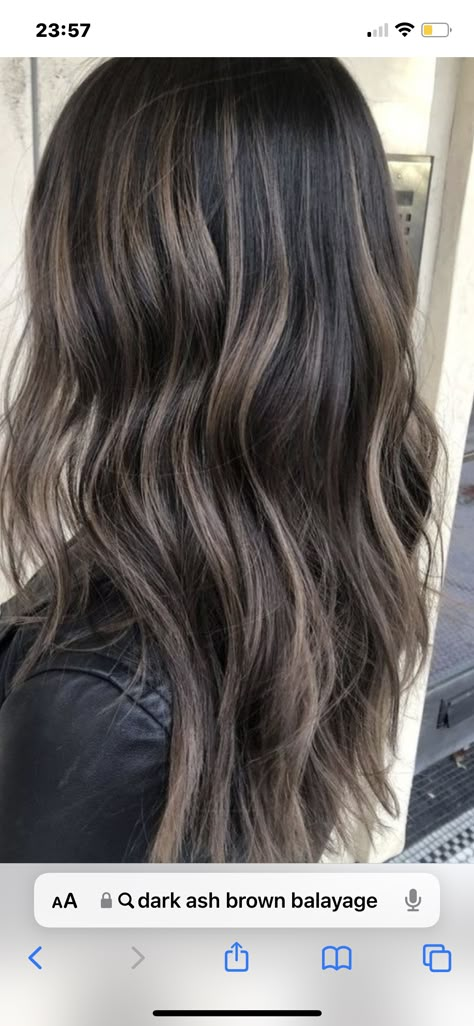 Frosty Hair, Cool Tone Brown Hair, Ash Brown Hair With Highlights, Fall Brunette, Black Hair Balayage, Grey Hair Inspiration, Brunette Hair With Highlights, Balayage Hair Dark, Dark Hair With Highlights