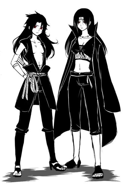 Female Sasuke Fanart, Itachi Genderbend, Female Itachi, Fem Itachi, Female Uchiha, Fem Sasuke, Team Hebi, Naruto Design, Naruto Eyes