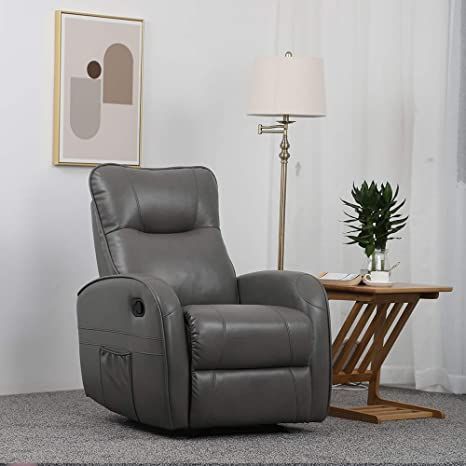 Irene House Breathable Leather Manual Recliner with Massage and Heat Home Theater Seating - Bedroom & Living Room Chair Recliner Sofa (Grey3) Lift Chair Recliners, Armless Accent Chair, Swivel Rocker Recliner Chair, Chair Recliner, Living Room Chair, Recliner Sofa, Theater Seating, Rocker Recliners, Home Theater Seating