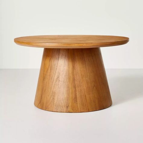 Wooden Round Pedestal Coffee Table - Hearth & Hand™ with Magnolia | Target Round Pedestal Coffee Table, Magnolia Furniture, Made Coffee Table, Magnolia Collection, Wood Ottoman, Pedestal Coffee Table, Hearth & Hand With Magnolia, Round Wood Coffee Table, Accent Side Table