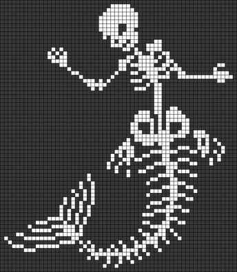 Skeleton Alpha Pattern, Horror Alpha Pattern, Skeleton Crochet, Alpha Crochet, Crochet Sweater Design, Mermaid Siren, Pixel Art Pokemon, Art Pokemon, Filet Crochet Charts