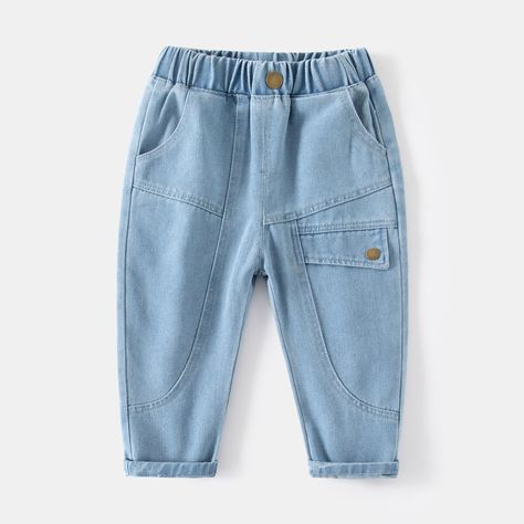 Baby Boys Jeans Kids  Elastic Waist Denim Pants 2023 Spring Autumn Toddler Trousers with Button Childrens Clothes gender:boys material:68%cotton, and others Kids Pants Boys, Kids Jeans Boys, Baby Boy Jeans, Legs Outfit, Boys Joggers, Toddler Jeans, Boys Denim, Kids Denim