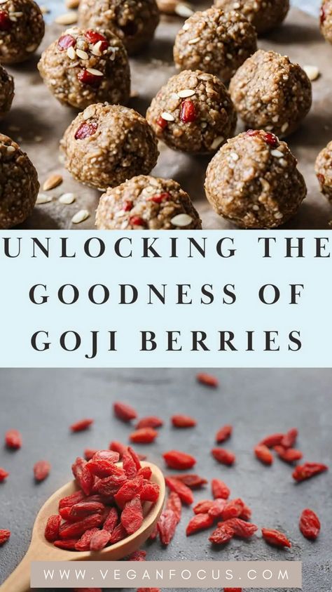 Welcome to the vibrant world of goji berries, which are nature’s little nutritional powerhouses. These tiny red gems, also known as wolfberries, have been celebrated for centuries in traditional Chinese medicine for their potential health benefits. Packed with vitamins, minerals, and antioxidants, goji berries offer a delightful way to boost your overall well-being. Join us to learn more and get the recipe for Vegan Goji Berry Energy Bites..... Goji Berries Benefits, Goji Berry Recipes, Energy Bites Recipe, Dried Goji Berries, Red Gems, Energy Bites Recipes, Berry Recipes, Granola Recipe Homemade, Vegan Yogurt