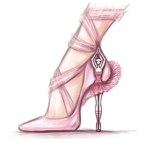 Ballerina heels Drawing High Heels, Fashion Illustration Shoes, Shoe Sketches, Anna Pavlova, Ballerina Heels, Fashion Drawing Sketches, Shoes Illustration, Fashion Illustration Sketches Dresses, Mode Chanel