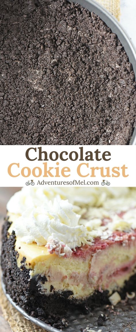 Cookie Crust Recipe, Quick And Easy Sweet Treats, Chocolate Cookie Crust, White Chocolate Raspberry Cheesecake, Simple Desserts, Chocolate Raspberry Cheesecake, Cheesecake Crust, Baking Treats, Oreo Cookie Crust