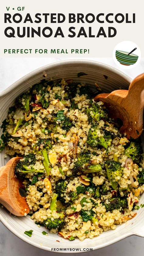 This Roasted Broccoli Quinoa Salad is wholesome, filling, and the perfect way to enjoy your veggies. Perfect for meal prep or simple plant-based dinners. Gluten-free, Oil-free option. Quinoa Side Salad, Best Quinoa, Salad Quinoa Recipes, Quinoa And Broccoli, Quinoa Gluten Free Recipes, Quinoa Veggie Recipes, Broccoli Lunch Ideas, Broccoli Entree, Broccoli And Quinoa Salad