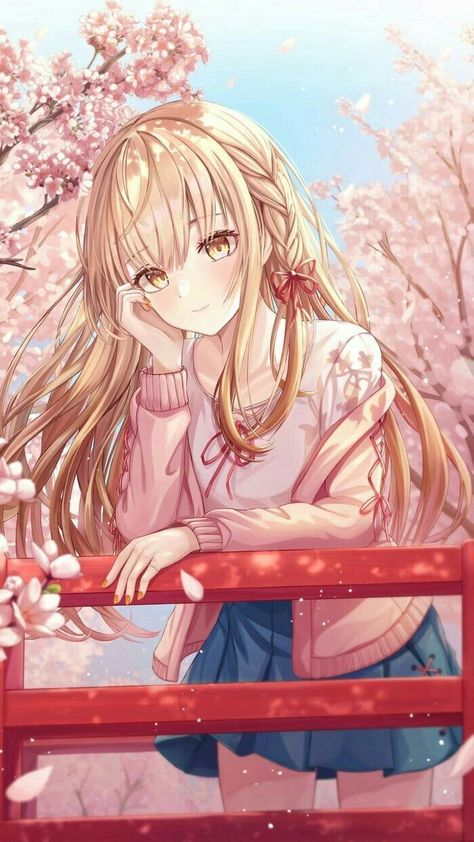 Angel Next Door, Mahiru Shiina, Art Beautiful, Anime Kawaii, Cute Anime, Art Girl, Cherry Blossom, Anime Wallpaper, A Girl