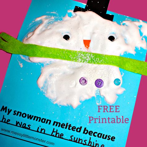 My Snowman Melted Because, Melted Snowman Craft, Snowman Crafts Preschool, Writing Frame, Preschool January, Winter Homeschool, Paint Snow, Snowman Writing, Crafts Winter