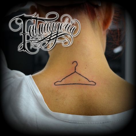 coat hanger tattoo Coat Hanger Tattoo, Hanger Tattoo, Above Elbow Tattoo, Enough Tattoo, Bachelorette Tattoos, Button Tattoo, Seashell Tattoos, Party Tattoos, Tattoos Pictures