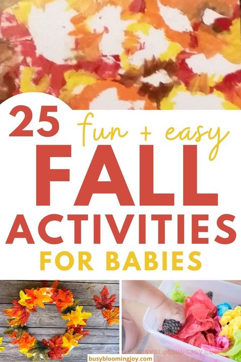 Fall Activities For Babies, Fall Crafts For Babies, Fall Crafts For Infants, Fall Sensory Activities, Crafts For Infants, Sensory Activities For Babies, Art For Infants, Fall Handprint Crafts, Activities For One Year Olds