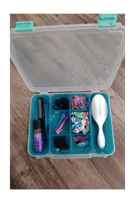 Hair Box Organizer, Hair Supplies Organization Storage, Hair Organization Storage Kids, Toddler Hair Organization, Hair Supply Organization, Hair Supplies Organization, Hair Stuff Organization, Nail Polish Storage Ideas, Hair Accessories Organization