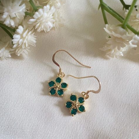 Wisteria London Accessories on Instagram: “NEW IN: What colour will you be choosing in our new Lila Floral Earrings? 🌸 - - - - - #flowerearrings #flowerjewellery #earringlove…” Wisteria London, Green Flower Earrings, London Accessories, Dangle Earrings Gold, Earrings Bridesmaid, Earrings Flower, Cz Earrings, Green Flower, Floral Earrings