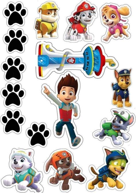 Paw Patrol Printable Cake Topper, Paw Patrol Cake Decorations, Paw Patrol Birthday Party Cake, Paw Patrol Clipart, Birthday Paw Patrol, Sky Paw Patrol, Paw Patrol Stickers, Imprimibles Paw Patrol, Paw Patrol Printables